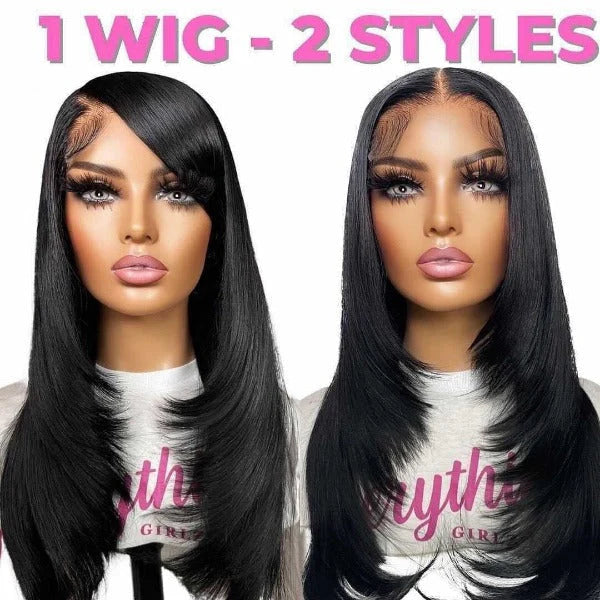 Minice Layered Cut 6x6 Glueless Lace Wig Butterfly Haircut Pre-plucked 100% Human Hair 50% OFF