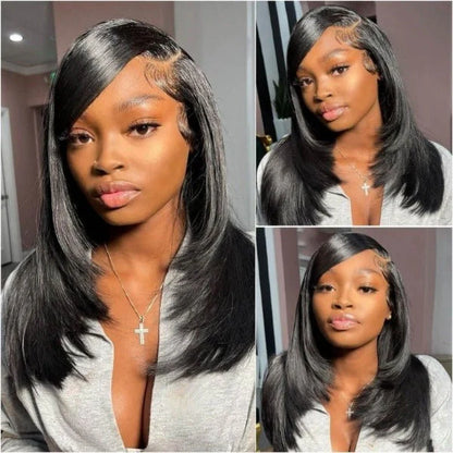 Minice Layered Cut 6x6 Glueless Lace Wig Butterfly Haircut Pre-plucked 100% Human Hair 50% OFF