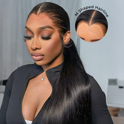 Upgraded M-Shaped Hairline 360 HD Lace Frontal Invisi Strap Wig Lagos Hairline Wigs Straight/Body Wave Human Hair