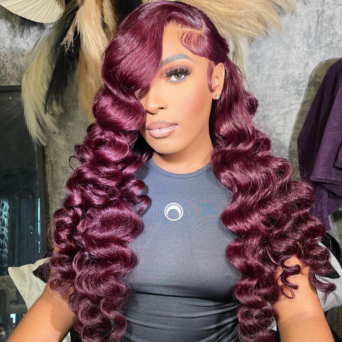 Burgundy 99J Loose Wave Wigs 13x4 Lace Front