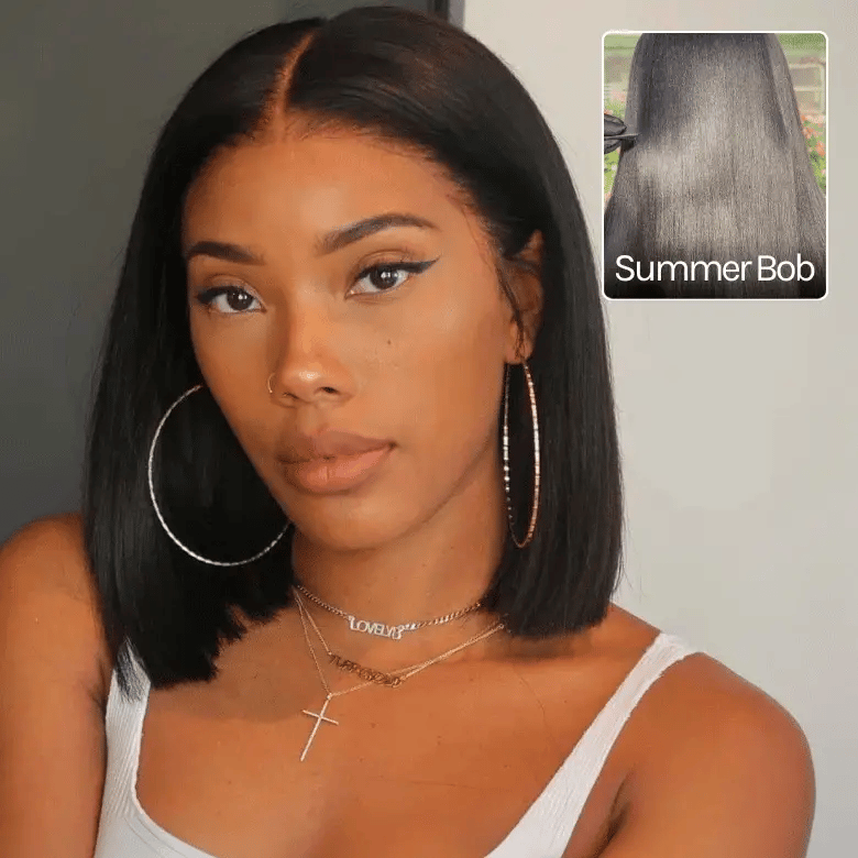 Minice Put On and Go Glueless Bob Wig 13x4 Pre Everything/ 7×5 Bleached Knots Pre-Cut Lace Wig Human Hair