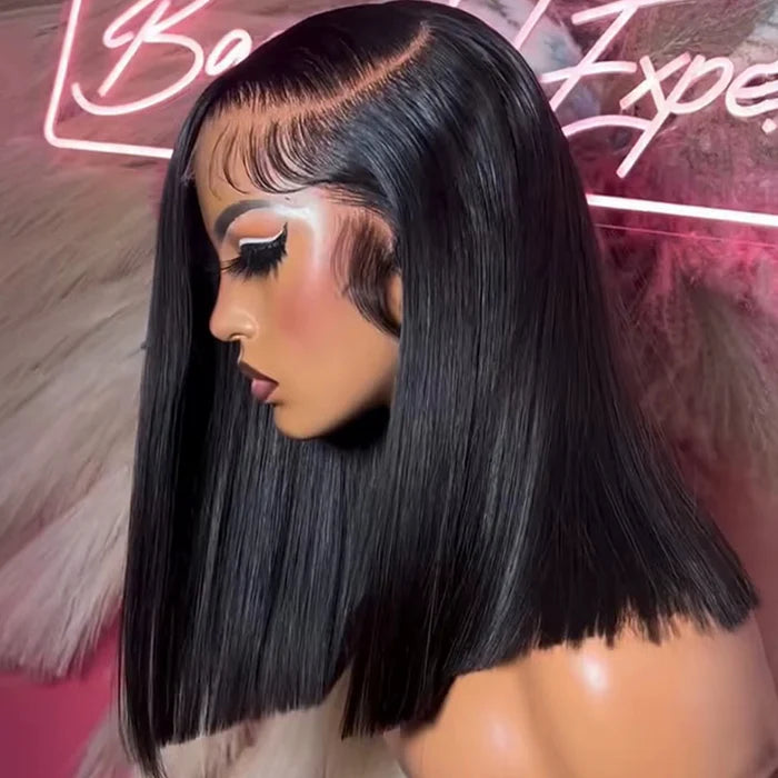 Minice Put On and Go Glueless Bob Wig 13x4 Pre Everything/ 7×5 Bleached Knots Pre-Cut Lace Wig Human Hair