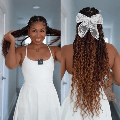 Ombre Color Full Lace Boho Curls Braided Long Wig Pre-braid Lightweight Tiny Knots Scalp