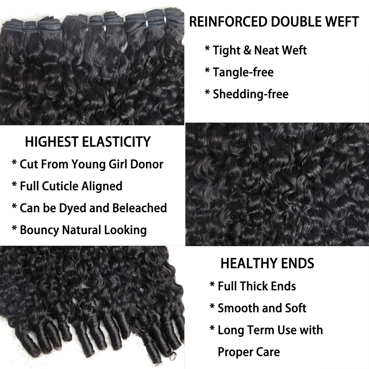 3 Pc/Pack Burmese Curly Human Hair 3 Bundles With Twist Out Ends Human Hair