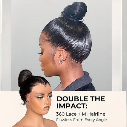 Upgraded M-Shaped Hairline 360 HD Lace Frontal Invisi Strap Wig Lagos Hairline Wigs Straight/Body Wave Human Hair