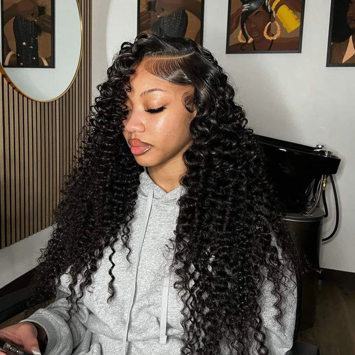 13X6 Deep Wave Lace Frontal Wigs Human Hair Natural Color Invisible HD Lace Wig Super Sale