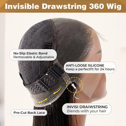 Upgraded M-Shaped Hairline 360 HD Lace Frontal Invisi Strap Wig Lagos Hairline Wigs Straight/Body Wave Human Hair