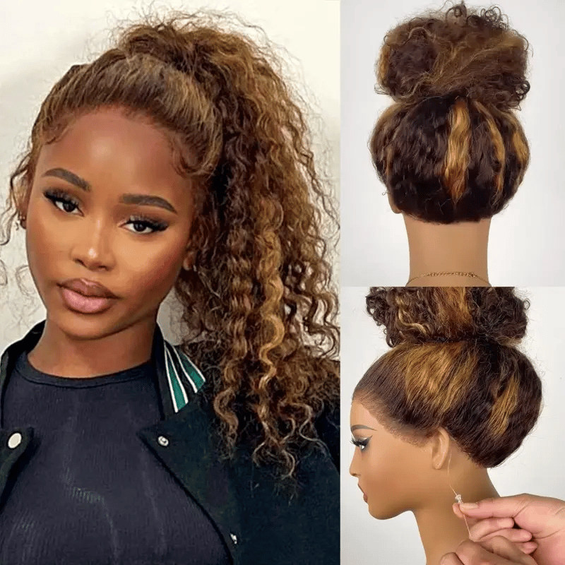 Minice Hair P4/27 highlight Invisible Strap 360 Lace drawstring Bleached Knot Pre-Cut Lace Optional