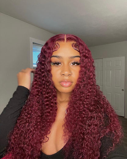 MINICE Burgundy 99J Deep Wave Wig 13x6 HD Lace Frontal