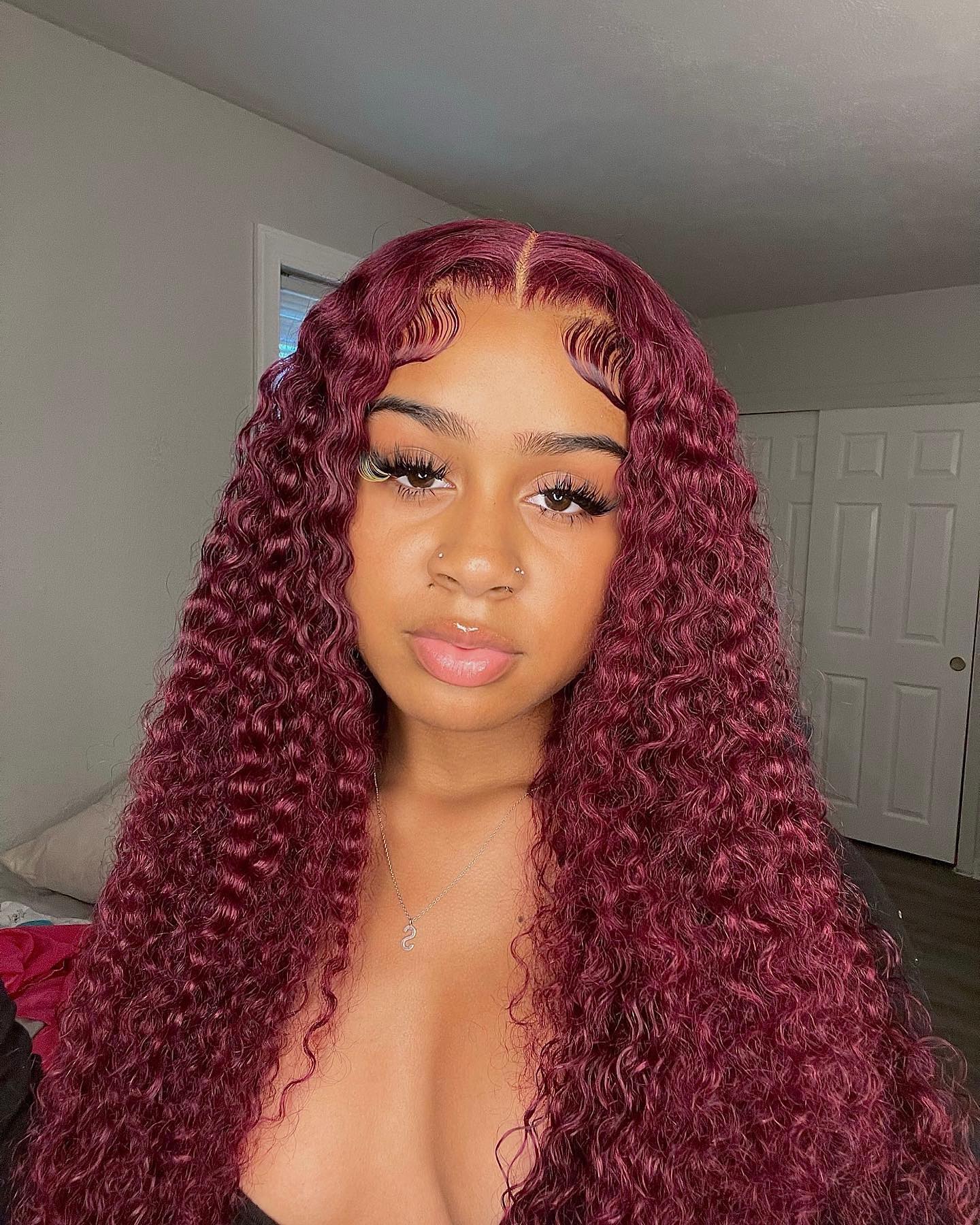 MINICE Burgundy 99J Deep Wave Wig 13x6 HD Lace Frontal