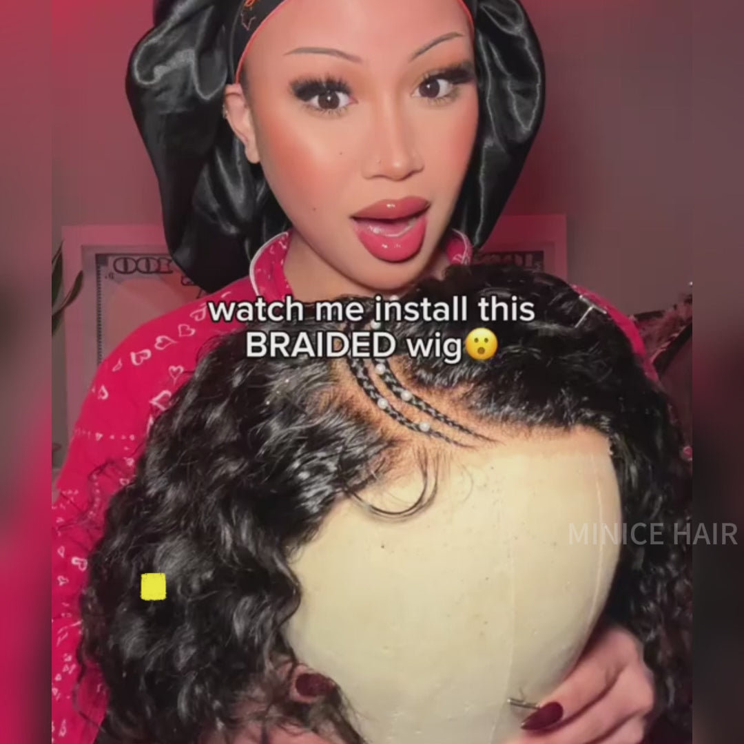 Water Wave Pre-Braiding Curved Moon Human Hair Wig 5x5/13X4 Pre Cut HD Transparent Lace Wigs