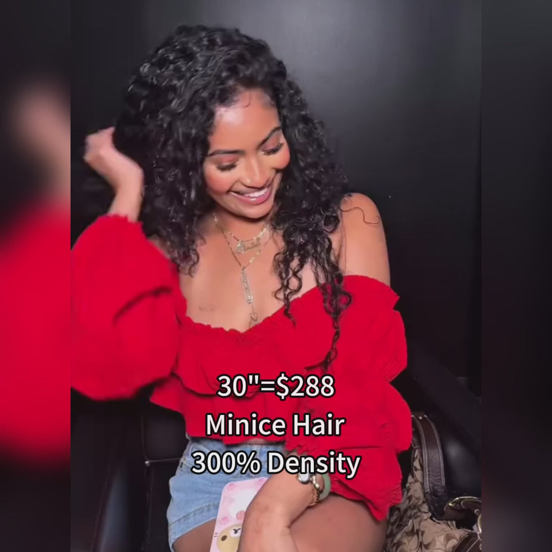 Minice 13x4 Lace Front Raw Indian Glueless Wig Natural Wave 300% Density Human Hair Wigs Pre Plucked