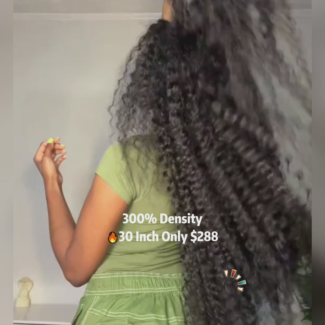 Minice 300% Density Spanish Curly 13X4 Lace Front Wig Virgin Human Hair Pre Plucked HD Lace Wigs