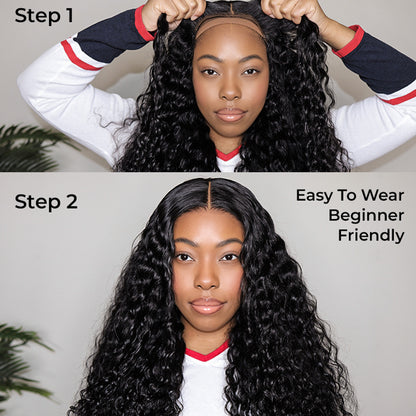 Ready To Go Pre-Cut Lace 6x6 Invisible Knot Glueless Deep Wave Wig