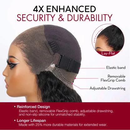 Water Wave 360 Lace Frontal Wig Pre-Bleached &amp; Pre-Cut Brown Balayage with Invisi Strap Adjustable Fit