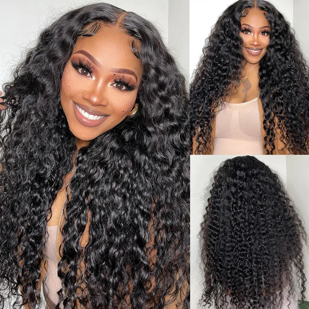 MINICE 13x4 HD Lace Pre-Bleached Invisible Knot Water Wave Human Hair Wigs