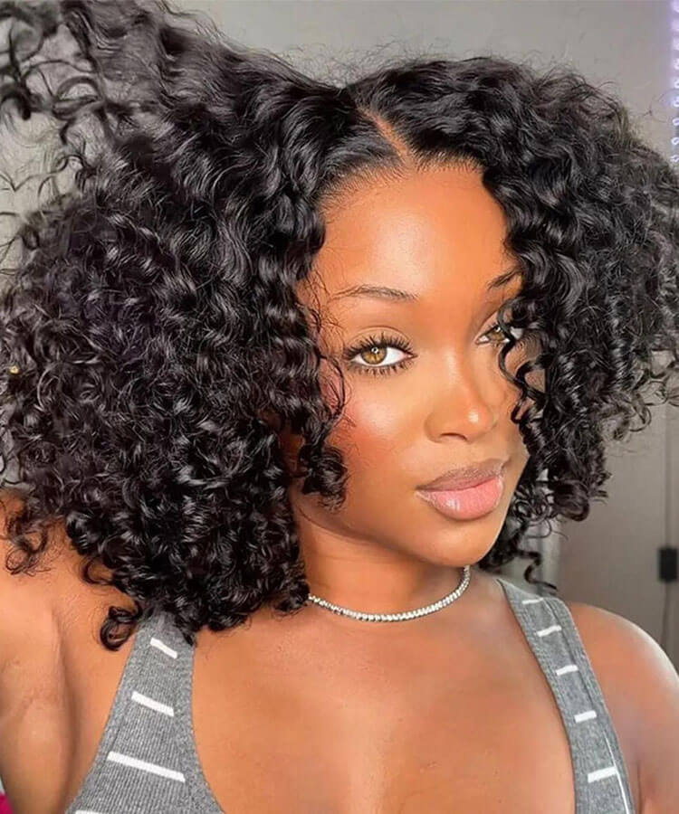 Minice Curly Wear Go Bob Wig 5x5 HD Lace Bouncy Curly Glueless Human Hair Wig